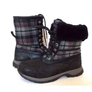 UGG Mens BUTTE Winter Boots Plaid Black mens 9 (=women’s 11) New